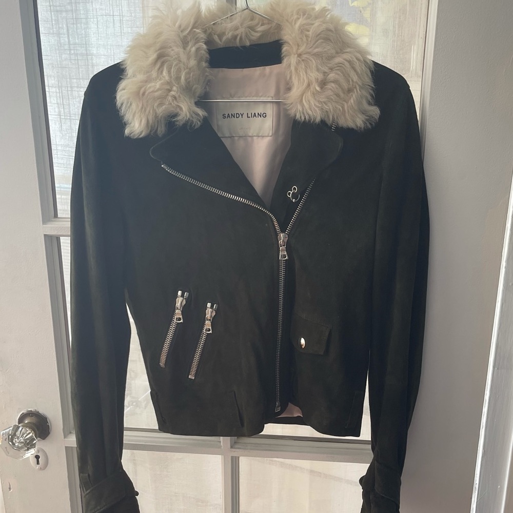 Sandy Liang Green Suede Jacket